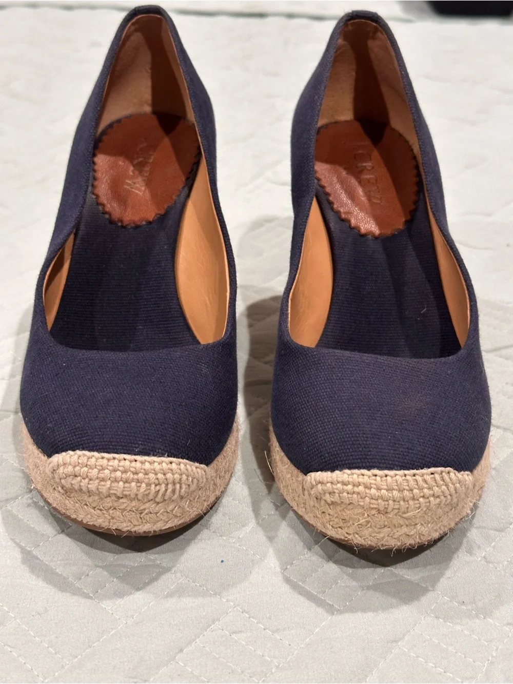 J.Crew Navy Canvas Espadrille Wedge Heels Women’s Size 6 Slip On Summer Shoes
